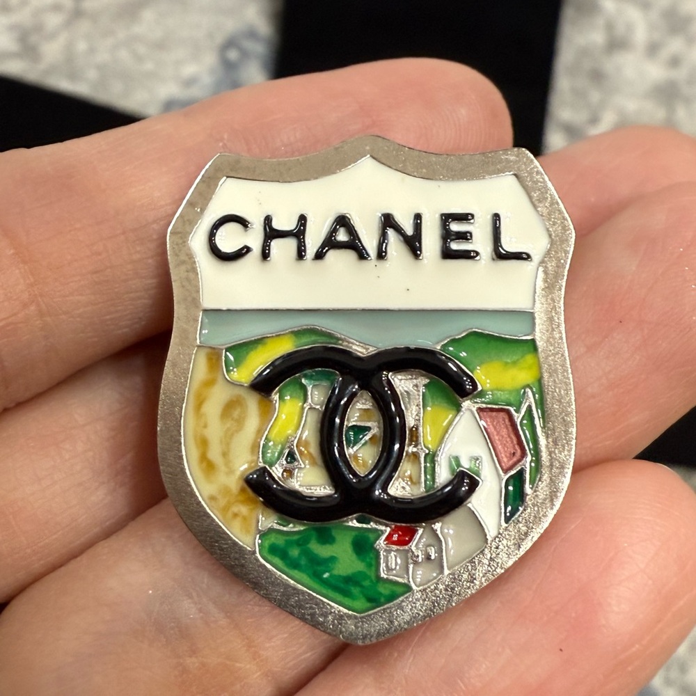 Chanel Enamel Shield Pin